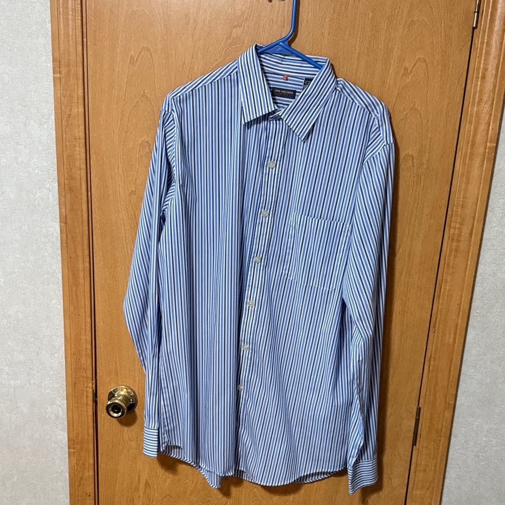 Van Heusen Men's LT Blue Striped Dress Shirt